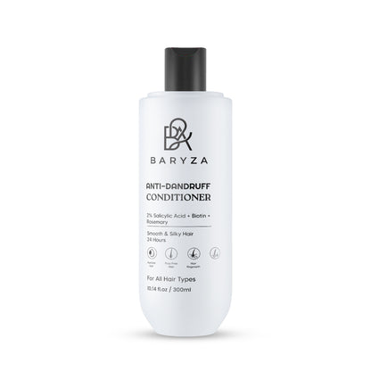BARYZA Anti-Dandruff Conditioner with 2% Salicylic Acid, Biotin & Rosemary | Reduces Dandruff, Controls Frizz, Deeply Nourishes Hair | For Men & Women | All Hair Types | 300ml