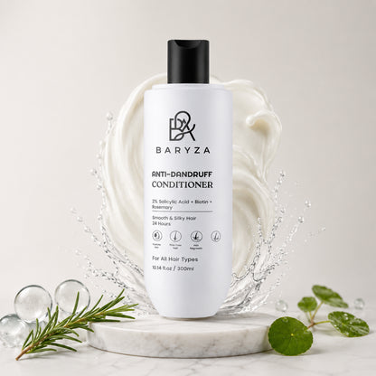 BARYZA Anti-Dandruff Conditioner with 2% Salicylic Acid, Biotin & Rosemary | Reduces Dandruff, Controls Frizz, Deeply Nourishes Hair | For Men & Women | All Hair Types | 300ml