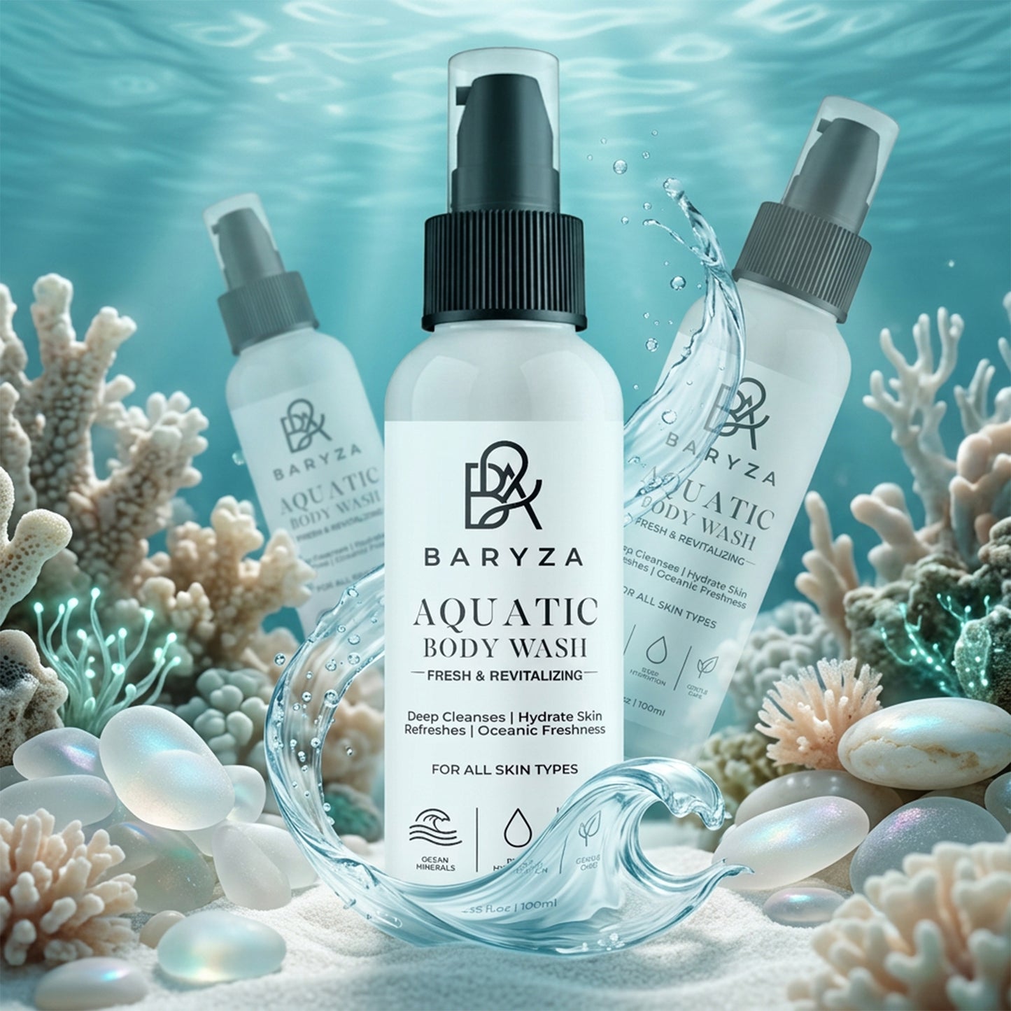 BARYZA Aquatic Body Wash with Sea Minerals & Marine Extract