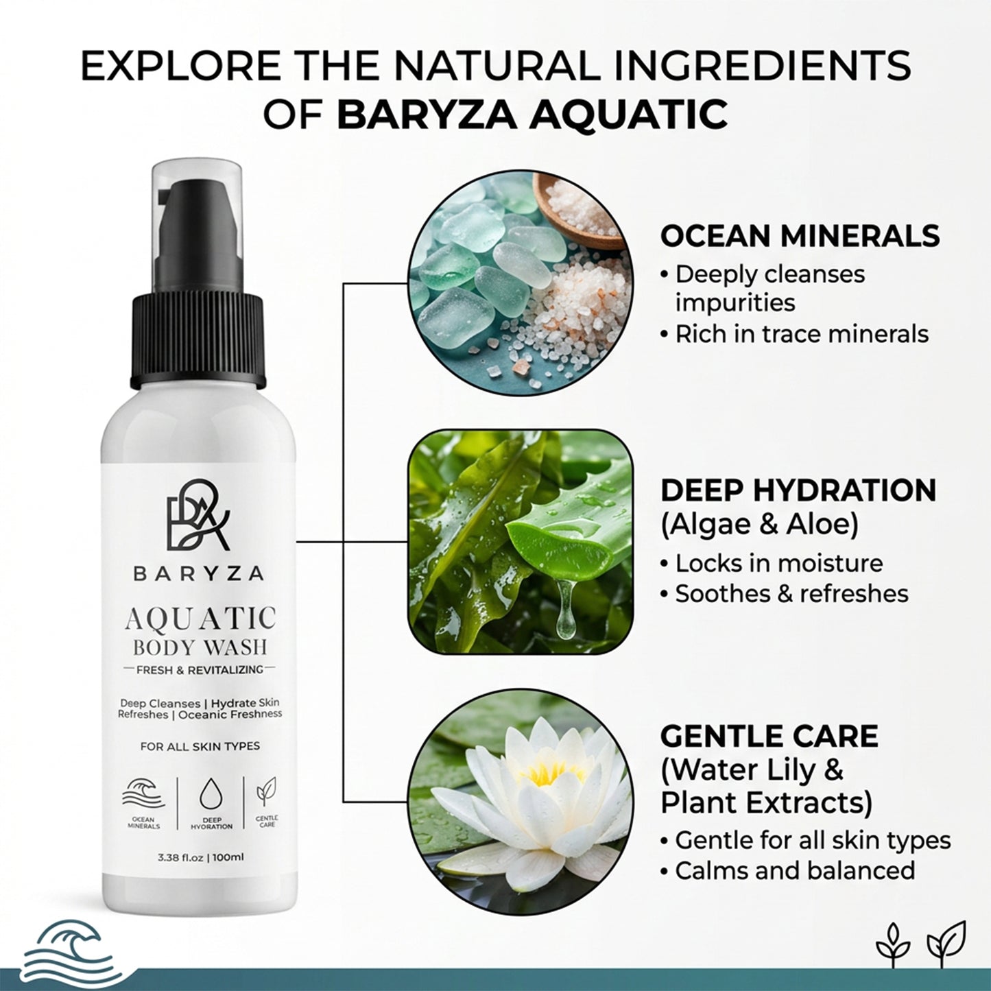 BARYZA Aquatic Body Wash with Sea Minerals & Marine Extract