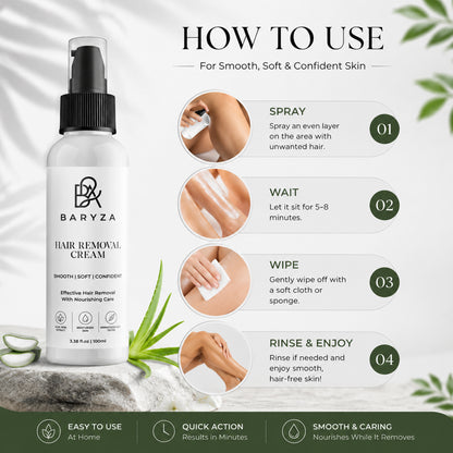 BARYZA Hair Removal Cream with Aloe Vera & Vitamin E
