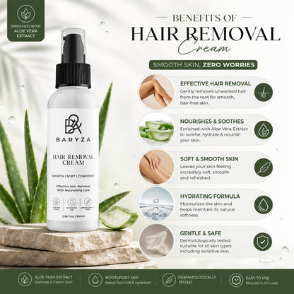 BARYZA Hair Removal Cream with Aloe Vera & Vitamin E